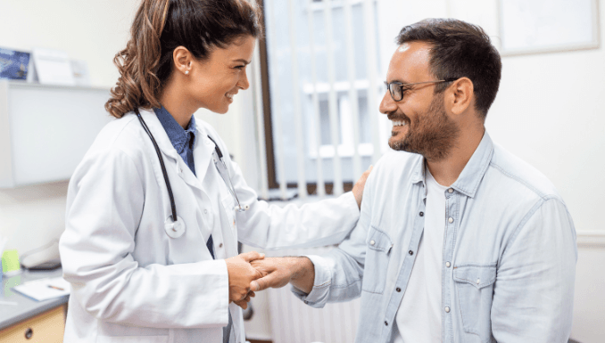 Dedicated-doctor-promoting-strong-community-health.